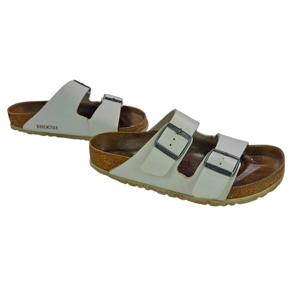 Birkenstock | White Arizona Birko-Flor Sandals | Size 38 (7-7.5) - Picture 2 of 6